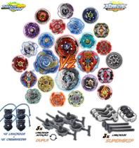Kit 8 Beyblade Burst Vs 4 Beyblade Metal Led + 12 Lançador + 3 Grip