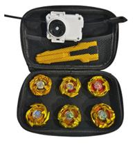 Kit 8 Beyblades Ouro De Metal Com Puxadores E Bolsa