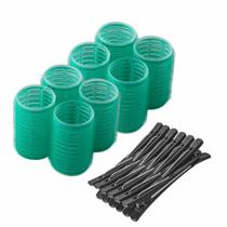 Kit 8 Bobs Formador de Cachos Para Cabelo 36mm + 12 Clips Bico de Pato Salão de Beleza Casa