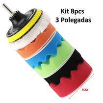 Kit 8 Boinas Esponjas de Polimento Automotivo 3 Polegadas (8cm) para Parafusadeira e Furadeira