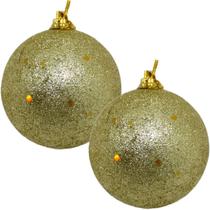 Kit 8 Bolas De Natal Glitter Dourada Enfeite Natalino 70mm Kit 8 Bolas De Natal Glitter Dourada Enfeite Natalino 70mm