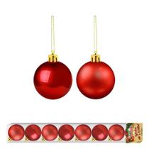 Kit 8 bolas vermelhas de Natal nº 6 Zein - Enfeite lindo Natalino - Árvore mais linda