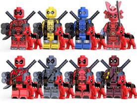 Kit 8 Boneco Blocos De Montar Super Coleção Deadpool Dogpool