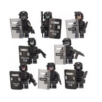 Kit 8 boneco militar policial caveira blocos de montar