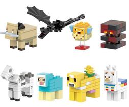 Kit 8 Bonecos Big Animais Blocos De Montar Minecraft - Mega Block Toys