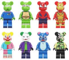 Kit 8 Bonecos Blocos De Montar Coleção Urso Popobe Arte Pop