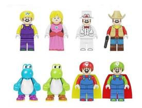 Kit 8 Bonecos Blocos De Montar Minifigure Mario Bros Game - Mega Block Toys