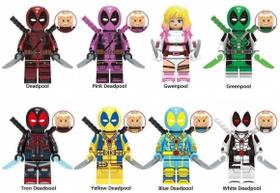 Kit 8 Bonecos Blocos De Montar Super Coleção Deadpool Kit 8 Bonecos Blocos De Montar Super Coleção Deadpool