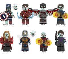 Kit 8 Bonecos Blocos De Montar Zumbi Marvel Edição Especial