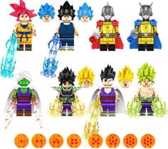 Kit 8 Bonecos Blocos Montar Coleção Goku Dragon Ball Z Super - Mega Block Toys