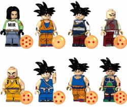 Kit 8 Bonecos Blocos Montar Goku Bardock Krillin Dragon Ball