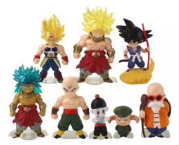 Kit 8 bonecos miniaturas dragon ball z goku nuvem kame broly