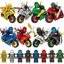 Kit 8 bonecos ninjago com moto blocos de montar Kit 8 bonecos ninjago com moto blocos de montar