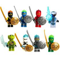 Kit 8 bonecos ninjago lloyd kai jay snake blocos de montar