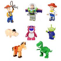 Kit 8 bonecos toy story woody buzz blocos de montar