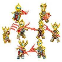 Kit 8 bonecos ultraman ouro ii bloco de montar