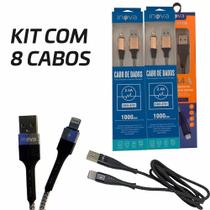 Kit 8 Cabos Inova Compatível Lightning/IPhone 1m Atacado Para Revenda