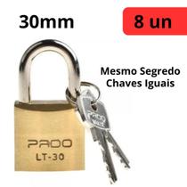 Kit 8 Cadeado 30mm Pado mesmo segredos iguais mesma chave
