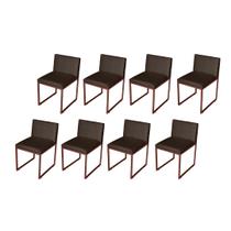 Kit 8 Cadeira de Jantar Escritorio Industrial Vittar Ferro Bronze Suede Marrom - Móveis Mafer