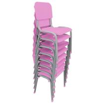 Kit 8 Cadeira Infantil Polipropileno LG flex Reforçadas Empilháveis Rosa