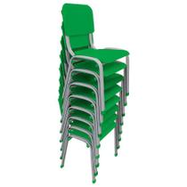 Kit 8 Cadeira Infantil Polipropileno LG flex Reforçadas Empilháveis Verde