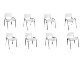 Kit 8 Cadeira Iso Infantil Creche, Escola Base Cinza Branco