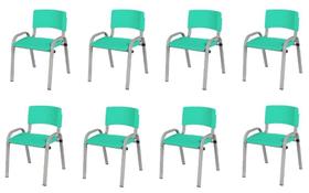 Kit 8 Cadeira Iso Infantil Creche, Escola Base Cinza Verde Água