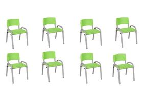 Kit 8 Cadeira Iso Infantil Creche, Escola Base Cinza Verde Claro