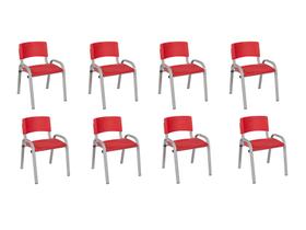 Kit 8 Cadeira Iso Infantil Creche, Escola Base Cinza Vermelho Kit 8 Cadeira Iso Infantil Creche, Escola Base Cinza Vermelho