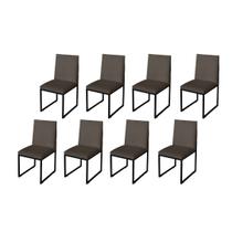 Kit 8 Cadeira Para Sala de Jantar Trendy Base Metálica Preto material sintético Marrom - Móveis Mafer