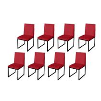 Kit 8 Cadeira Para Sala de Jantar Trendy Base Metálica Preto material sintético Vermelho - Móveis Mafer