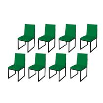 Kit 8 Cadeira Para Sala de Jantar Trendy Base Metálica Preto Tecido Sintético Verde - Móveis Mafer