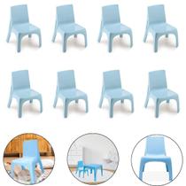 Kit 8 Cadeira Poltrona Infantil De Plástico Azul Injeplastec Kit 8 Cadeira Poltrona Infantil De Plástico Azul Injeplastec