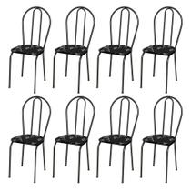 Kit 8 Cadeiras 004 Cromo Preto/Florido - Artefamol Kit 8 Cadeiras 004 Cromo Preto/Florido - Artefamol