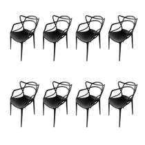 Kit 8 Cadeiras Allegra Master Polipropileno para Sala de Jantar - Preto