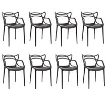 Kit 8 Cadeiras Allegra Preta Empilhavel Para Mesa De Jantar Cozinha Sala Jardim Garden life