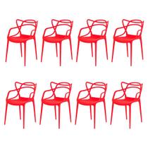 Kit 8 Cadeiras Allegra Vermelha Sala Cozinha Janta - Waw Design