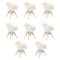 Kit 8 Cadeiras Charles Eames Eiffel Daw Com Pés De Madeira Clara Creme