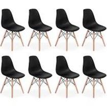 Kit 8 Cadeiras Charles Eames Eiffel Wood Design - Preta Kit 8 Cadeiras Charles Eames Eiffel Wood Design - Preta