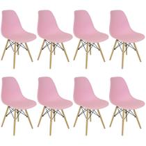 Kit 8 Cadeiras Charles Eames Eiffel Wood Design Varias Cores