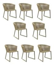 Kit 8 Cadeiras Corda Náutica Conforto Área Externa Interna