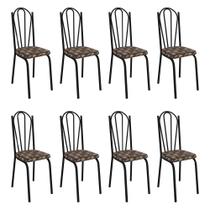 Kit 8 Cadeiras de Cozinha Alabama Estampado Mosaico Palha Pés de Ferro Preto - Pallazio Kit 8 Cadeiras de Cozinha Alabama Estampado Mosaico Palha Pés de Ferro Preto - Pallazio