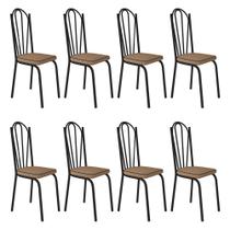 Kit 8 Cadeiras de Cozinha Alabama Estampado Rattan Bege Pés de Ferro Preto - Pallazio Kit 8 Cadeiras de Cozinha Alabama Estampado Rattan Bege Pés de Ferro Preto - Pallazio