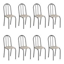 Kit 8 Cadeiras de Cozinha Califórnia Estampado Rattan Bege Pés de Ferro Preto - Pallazio