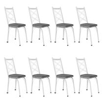 Kit 8 Cadeiras de Cozinha Delaware material sintético Preto Pés de Ferro Branco - Pallazio