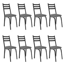 Kit 8 Cadeiras de Cozinha Luisiana Estampado Andorinha Pés de Ferro Preto - Pallazio