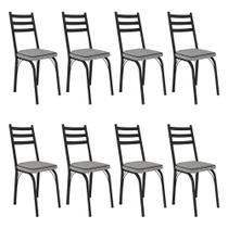 Kit 8 Cadeiras de Cozinha Luisiana Estampado Grafiato Pés de Ferro Preto - Pallazio