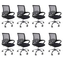 Kit 8 Cadeiras de Escritório Begonia Mesh Ergonômico Preto