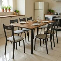 Kit 8 Cadeiras de Jantar Aço Carbono Estofadas Repleta