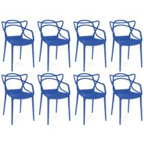 Kit 8 Cadeiras de Jantar Allegra Prática Empilhável - Azul Petróleo
